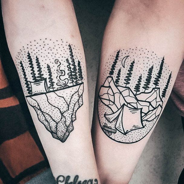 Stunning Girls Camping Tattoos