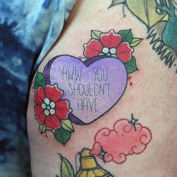 Stunning Girls Candy Heart Tattoos