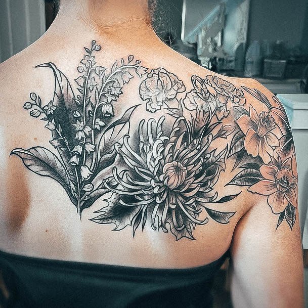 Stunning Girls Carnation Tattoos