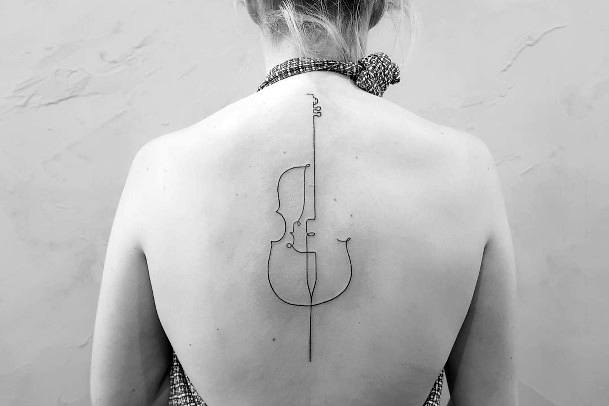 Stunning Girls Cello Tattoos