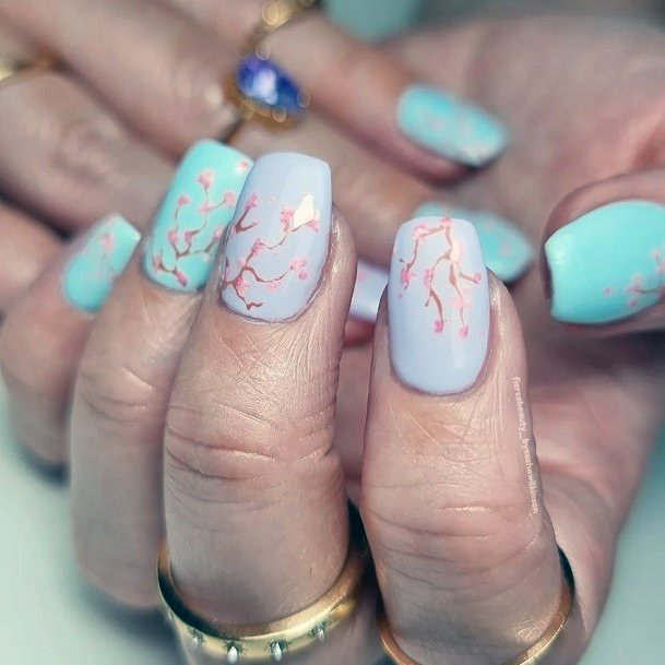 Stunning Girls Cherry Blossom Sakura Nails