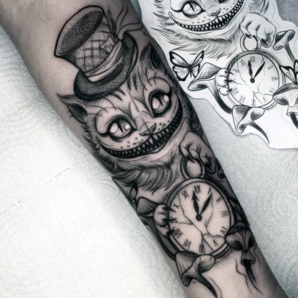 Stunning Girls Cheshire Cat Tattoos