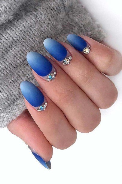 Stunning Girls Dark Blue Ombre Nails