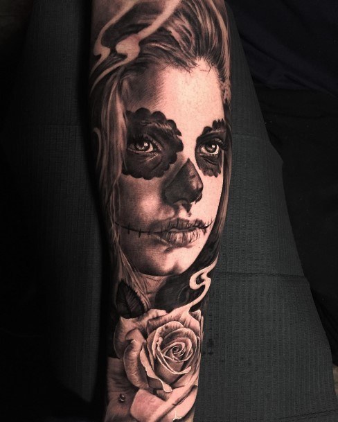 Stunning Girls Day Of The Dead Tattoos