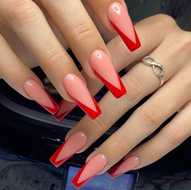 Stunning Girls Deep Red Nails