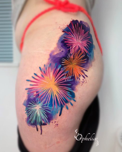 Stunning Girls Fireworks Tattoos