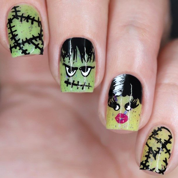Stunning Girls Frankenstein Nails