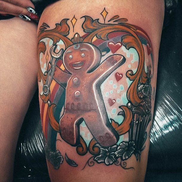 Stunning Girls Gingerbread Man Tattoos