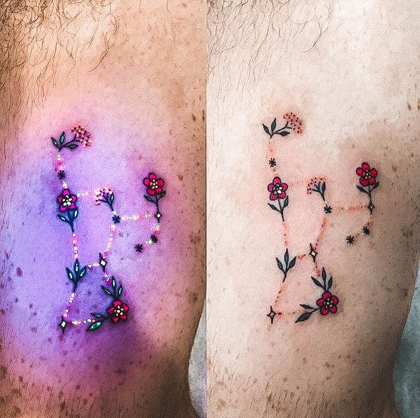 Stunning Girls Glow In The Dark Tattoos Constellation Flowers