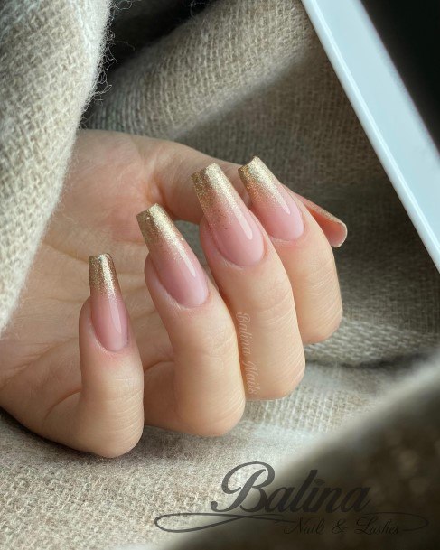 Stunning Girls Gold Ombre Nails