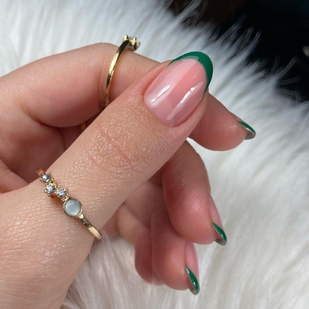 Stunning Girls Green French Tip Nails