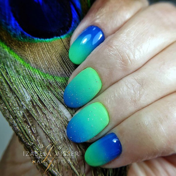 Stunning Girls Green Ombre Nails