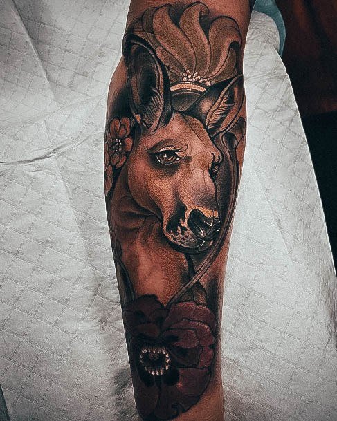 Stunning Girls Kangaroo Tattoos