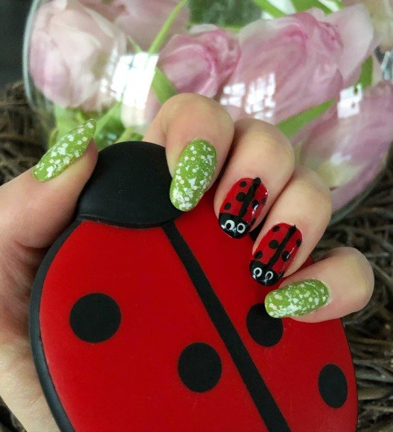 Stunning Girls Ladybug Nails