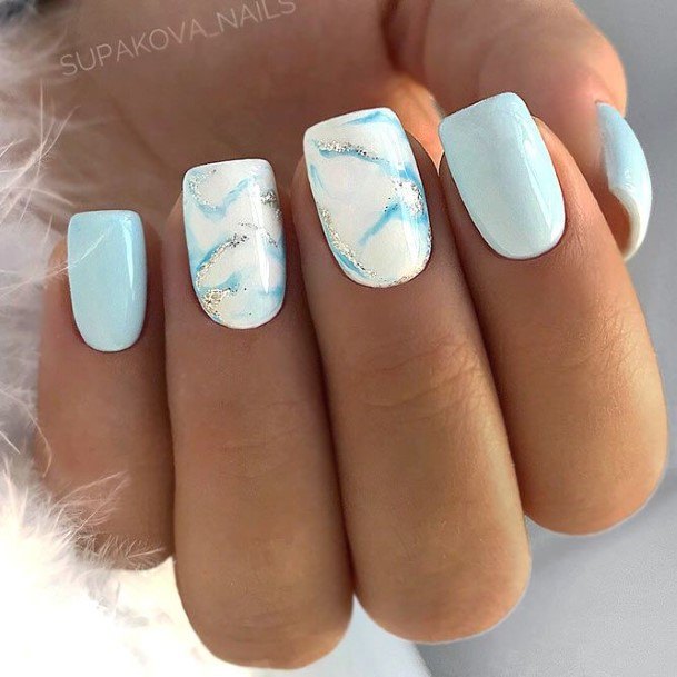 Stunning Girls Light Blue Nails