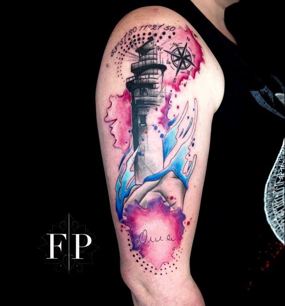 Stunning Girls Lighthouse Tattoos