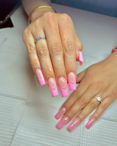 Stunning Girls Long Pink Nails