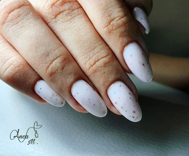 Stunning Girls Milky White Nails