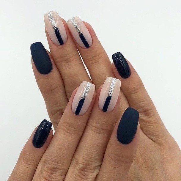 Stunning Girls Nail Designs Black And Clear Simple