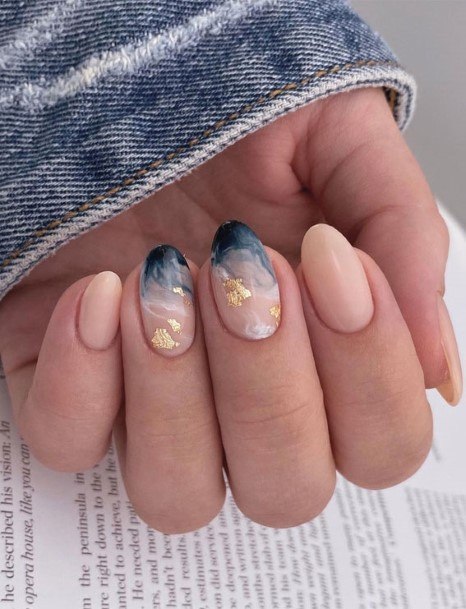 Stunning Girls Nude Marble Nails