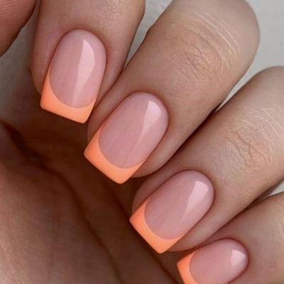 Stunning Girls Orange French Tip Nails