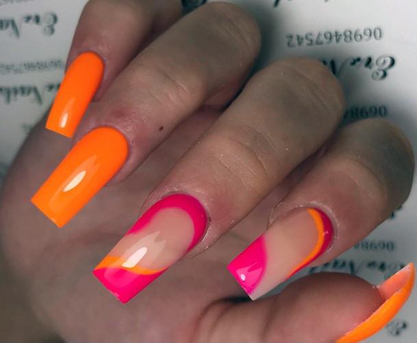 Stunning Girls Orange Nails