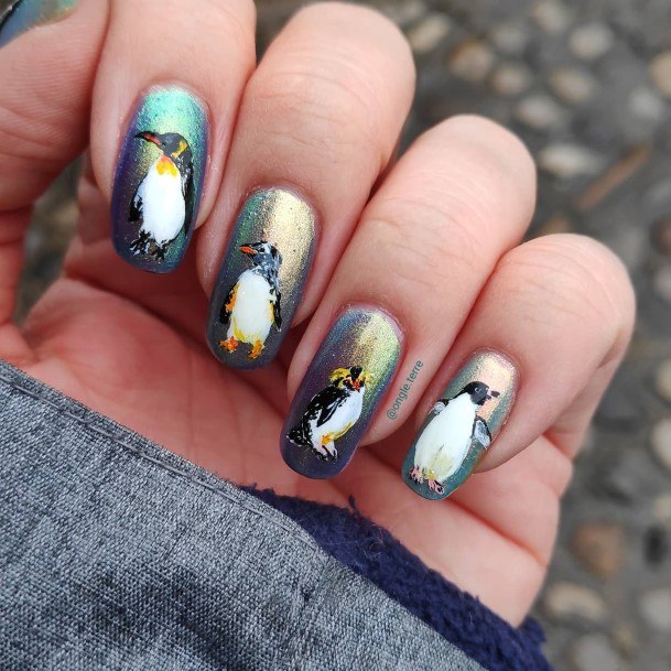 Stunning Girls Penguin Nails