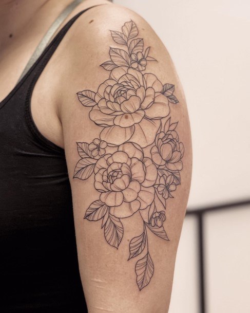 Stunning Girls Peony Tattoos