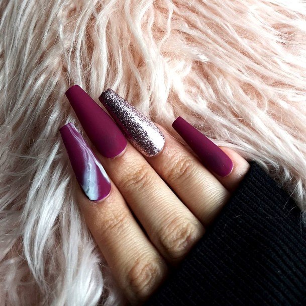 Stunning Girls Plum Nails