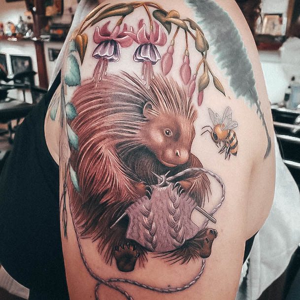 Stunning Girls Porcupine Tattoos