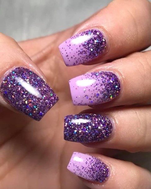 Stunning Girls Purple Ombre Nails