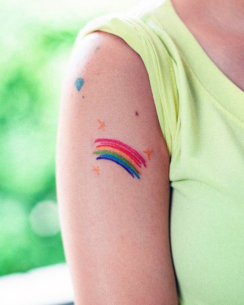 Stunning Girls Rainbow Tattoos