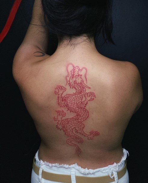 Stunning Girls Red Dragon Tattoos