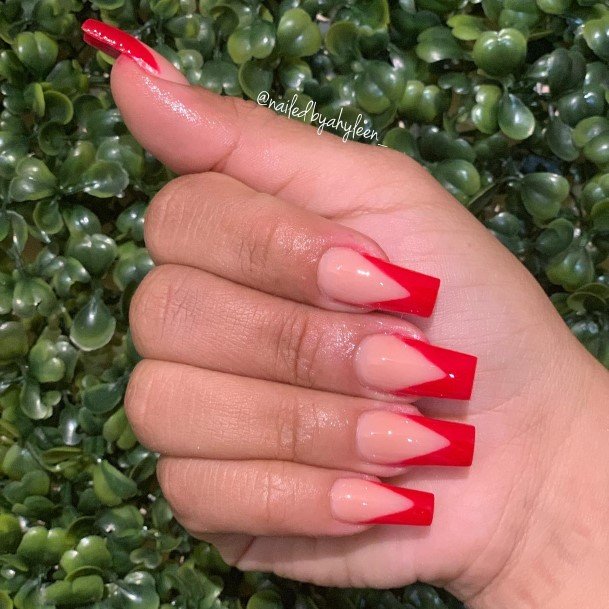 Stunning Girls Red French Tip Nails