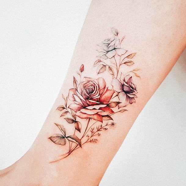 Stunning Girls Rose Forearm Tattoos