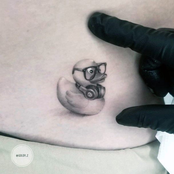 Stunning Girls Rubber Duck Tattoos