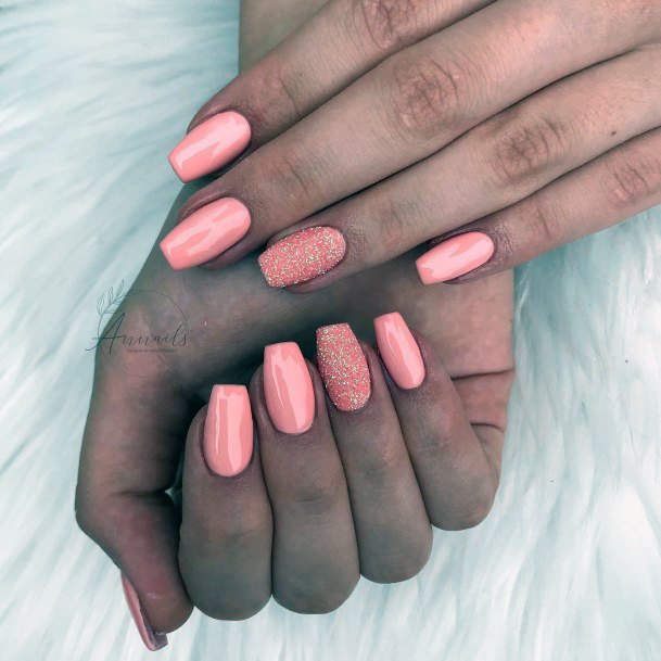 Stunning Girls Salmon Nails