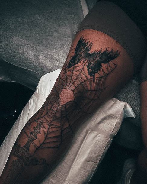 Stunning Girls Small Spider Web Tattoos