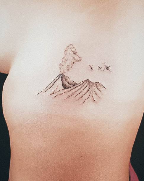 Stunning Girls Volcano Tattoos