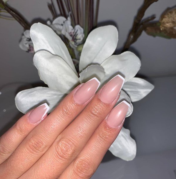 Stunning Girls White And Nude Nails