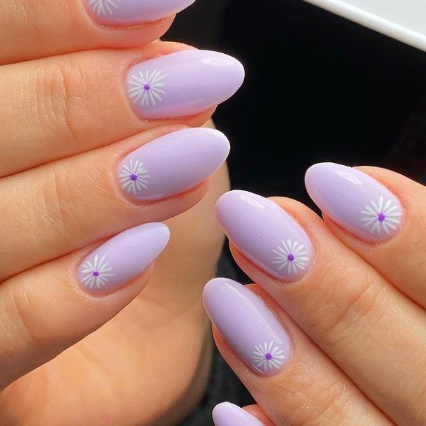 Stunning Girls White And Purple Nails