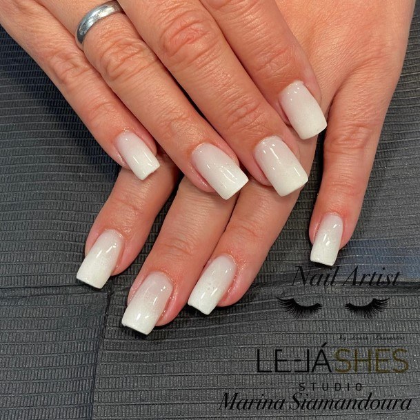 Stunning Girls White Square Nails