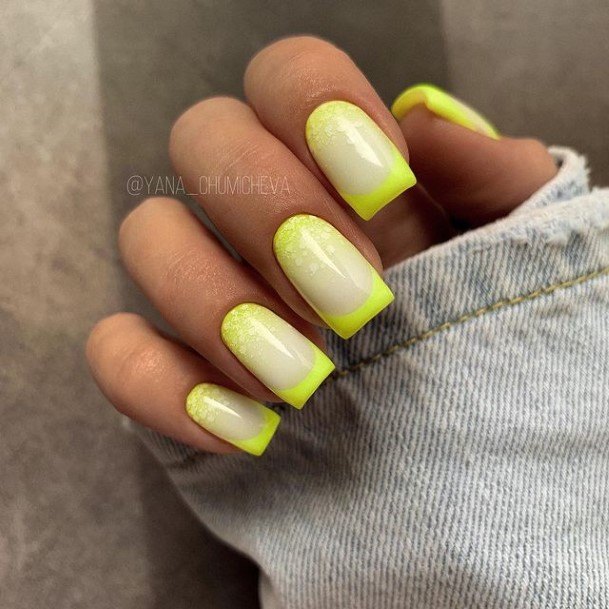 Stunning Girls Yellow Square Nails