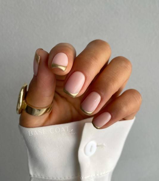 Stunning Gold French Tip Nail On Lady