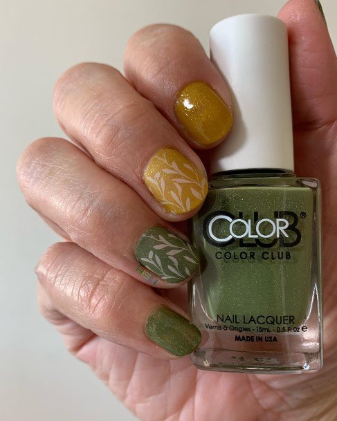 Stunning Green And Yellow Nail On Lady