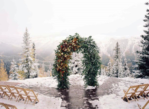 Stunning Green Floral Arch Winter Wedding Ideas