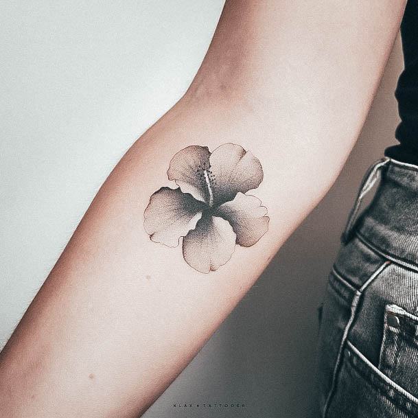 Stunning Hibiscus Tattoo On Lady