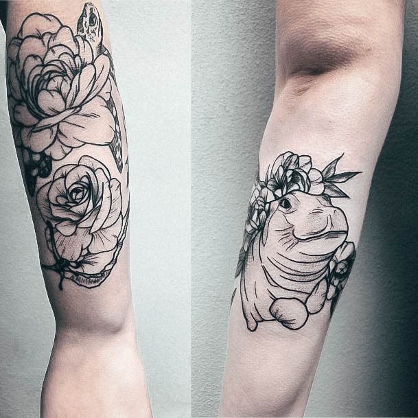 Stunning Hippo Tattoo On Lady