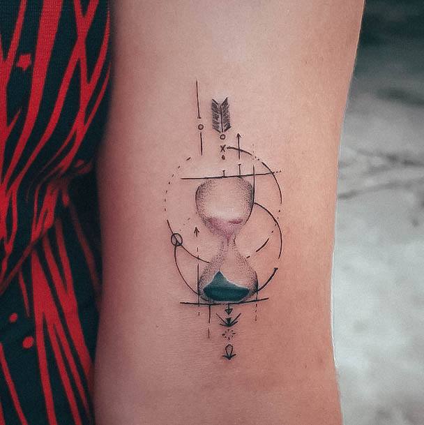 Stunning Hourglass Tattoo On Lady
