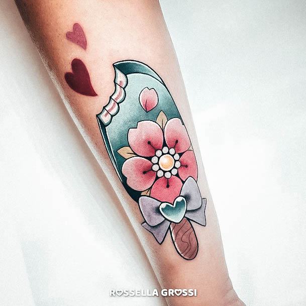 Stunning Ice Cream Tattoo On Lady